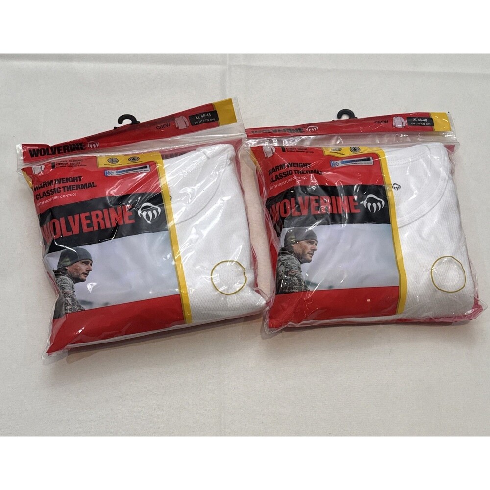 Lot Of 2: Men’s Wolverine Warm White Crewneck Tee Long Sleeved Size XL BRAND NEW